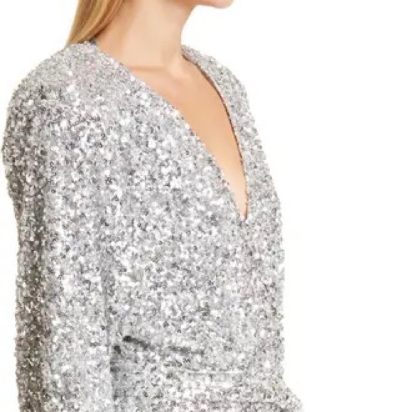Rotate birger christensen Samantha Sequin Long Wrap Dress. Size (40) US 8. - Picture 7 of 8